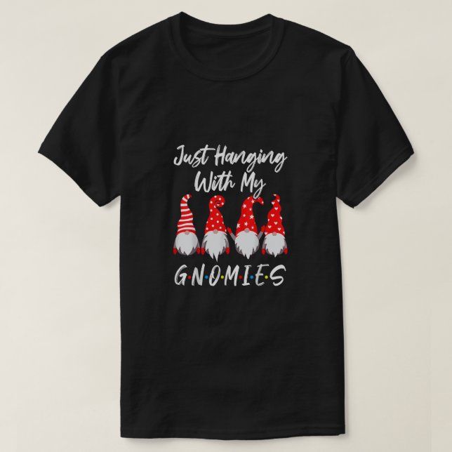 Just Hanging With My Gnomies Christmas Gnome Pajam T-Shirt (Design Front)
