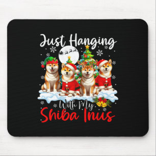 Just Hanging With My Shiba Inus Xmas Three Santa D Mouse Pad