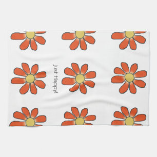 JUST HAPPY Graphic Floral Pattern Kitchen Towel