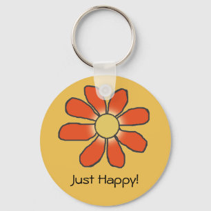 Just Happy red flower on any Colour Keychain