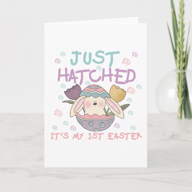 Just Hatched 1st Easter Tshirts and Gifts Holiday Card (Front)