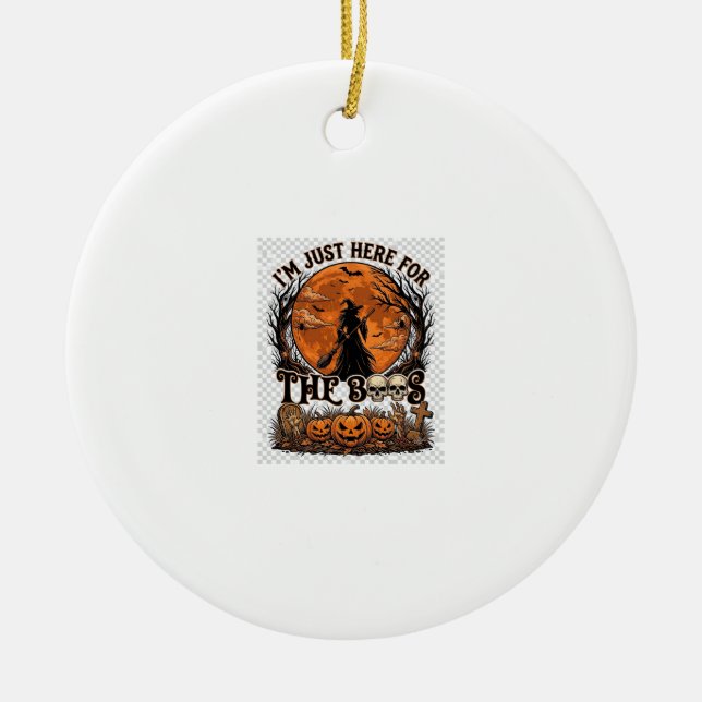 Just Here Boos Halloween Witch Moon Pumpkins_1 Ceramic Ornament (Front)