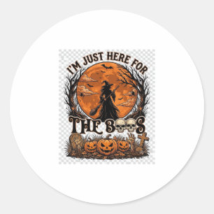 Just Here Boos Halloween Witch Moon Pumpkins_1 Classic Round Sticker