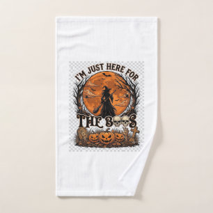 Just Here Boos Halloween Witch Moon Pumpkins_1 Hand Towel