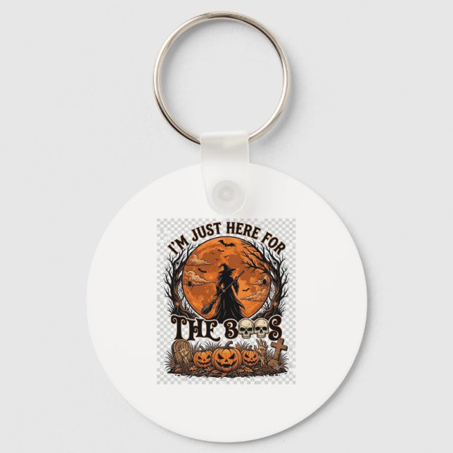 Just Here Boos Halloween Witch Moon Pumpkins_1 Keychain (Front)