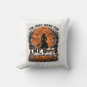 Just Here Boos Halloween Witch Moon Pumpkins_1 Throw Pillow