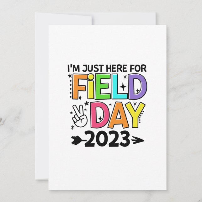 Just Here For Field Day 2023 Peace Sign Teacher St Invitation (Front)