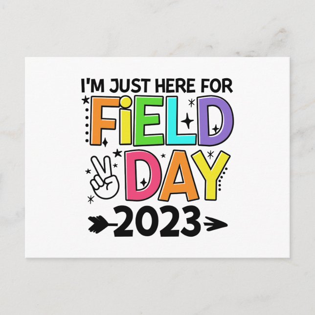 Just Here For Field Day 2023 Peace Sign Teacher St Postcard (Front)