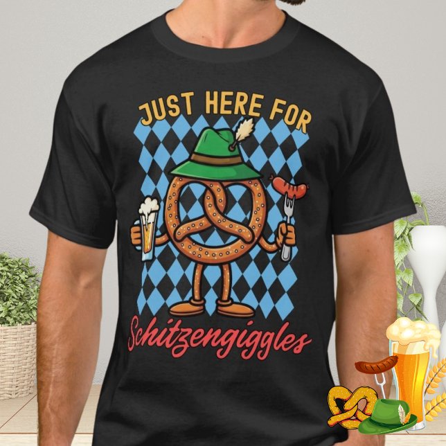 Just Here for Schitzengiggles Pretzel Beer Sausage T-Shirt (Creator Uploaded)