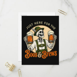Just Here for the Boos and Brews Oktoberfest Invitation Postcard