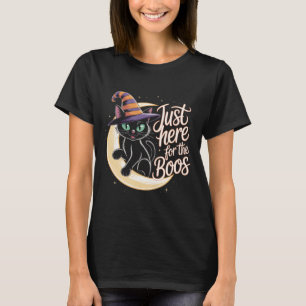 Just Here For The Boos Funny Black Cat T-Shirt   C