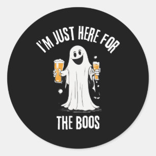 Just Here For The Boos Funny Ghost Halloween Classic Round Sticker