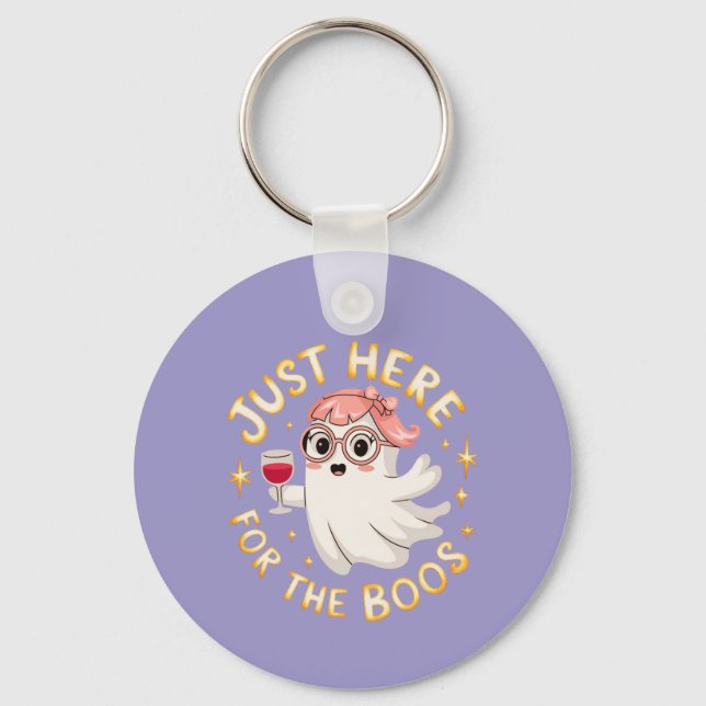 Just Here for the Boos - Funny Halloween Ghost  Keychain (Front)