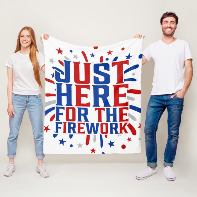 Just Here For The Fireworks Funny For Couple Fleece Blanket (In Situ)