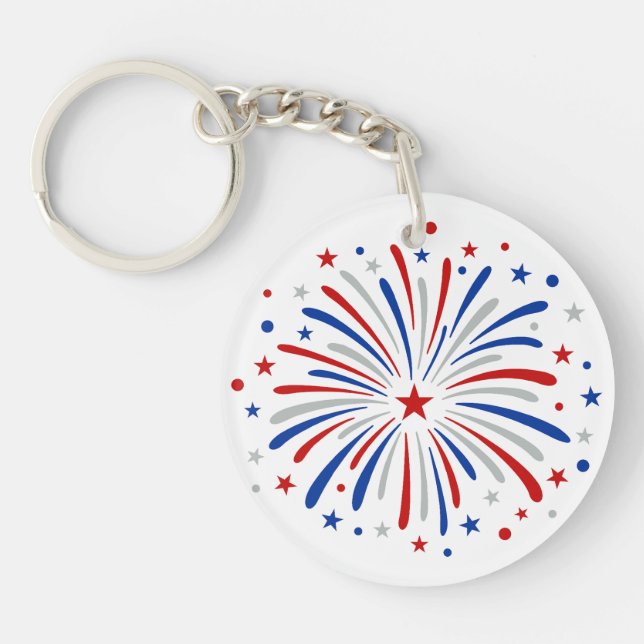 Just Here For The Fireworks Funny For Couple Keychain (Front)