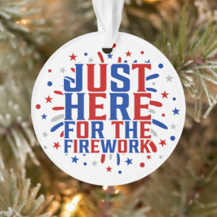 Just Here For The Fireworks Funny For Couple Ornament