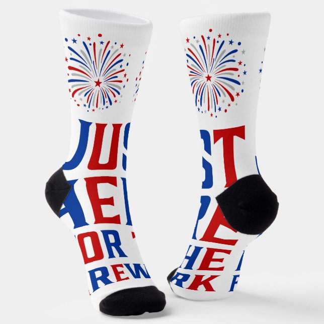 Just Here For The Fireworks Funny For Couple Socks (Angled)