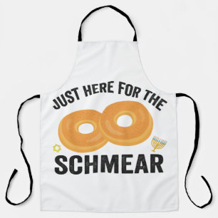 Just Here For the Schmear Funny Hanukkah Bread   Apron