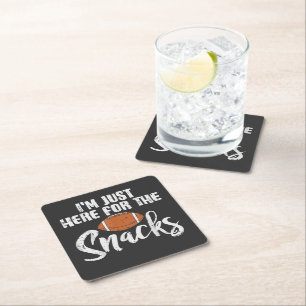 Just Here for The Snacks American Football Funny Square Paper Coaster