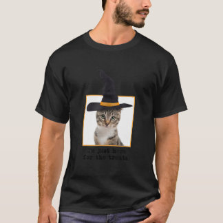 Just Here for the Treats Funny Witch Cat Orange Ha T-Shirt