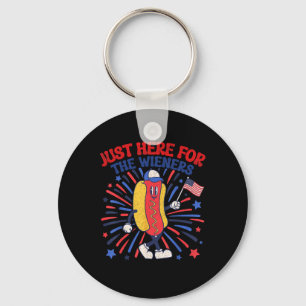 Just Here For The Wieners 4th Of July Funny Hot Do Keychain