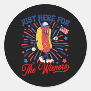Just Here For The Wieners 4th Of July Hot Dog 2 Classic Round Sticker