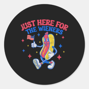 Just Here For The Wieners 4th Of July Hot Dog Classic Round Sticker