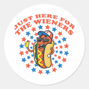 Just Here For The Wieners Classic Round Sticker
