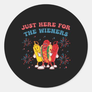 Just Here For The Wieners Funny 4th Of July Bbq Classic Round Sticker