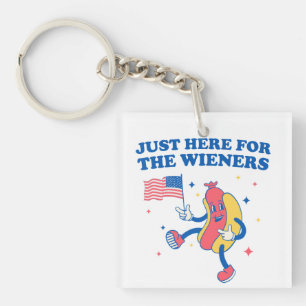 Just Here For The Wieners Funny BBQ 4th July Gift Keychain