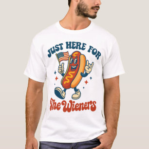 Just Here For The Wieners Funny Hot Dog Rock T-Shirt