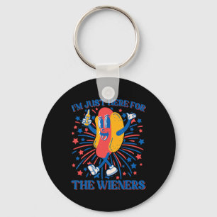 Just Here For The Wieners Hot Dog Funny 4th Of Jul Keychain