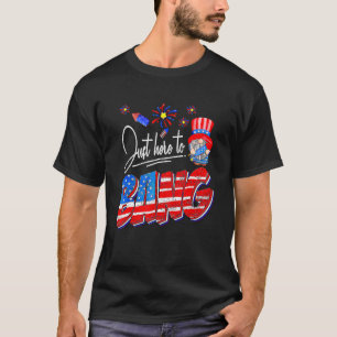 Just Here To Bang Gnome American Flag Fireworks 4t T-Shirt