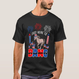 Just Here To Bang  Horse Sunglasses American Flag T-Shirt