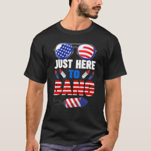 Just Here To Bang Sunglasses American Flag 4th Of  T-Shirt