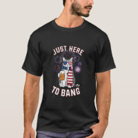 Just Here To Bang USA Flag Beer Cat Lover July 4th