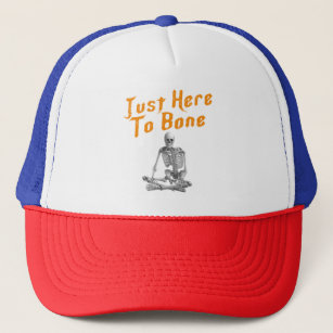 Just Here To Bone - Spooky Skeleton Vintage 70 Trucker Hat