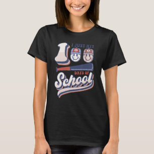 just hit 100 days of school baseball teacher boys T-Shirt