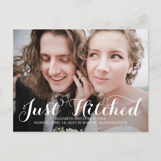 Just Hitched Wedding Announcements - White (Front)