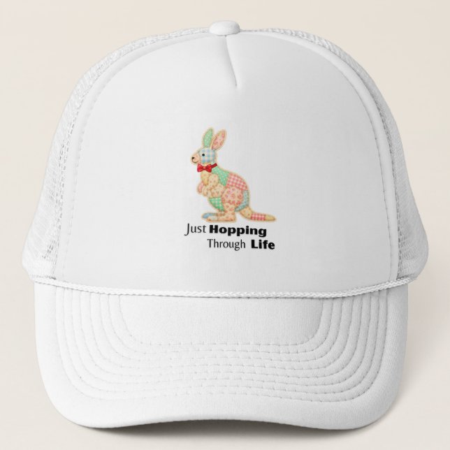 Just Hopping Through Life Kangaroo Design Trucker Hat (Front)