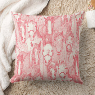 just horses rose pink half pearl throw pillow