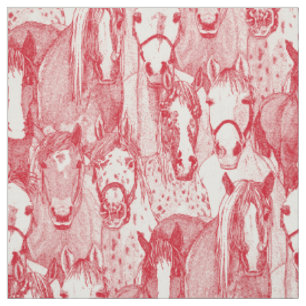 just horses vermilion red half pearl fabric