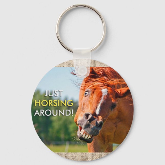 Just Horsing Around Horse Photograph Keychain (Front)