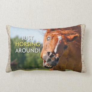 Just Horsing Around Horse Photograph Lumbar Pillow