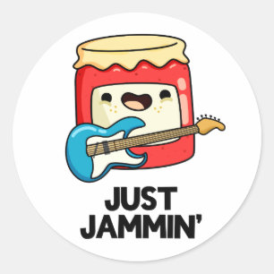 Just Jammin Funny Rocker Jam Pun  Classic Round Sticker