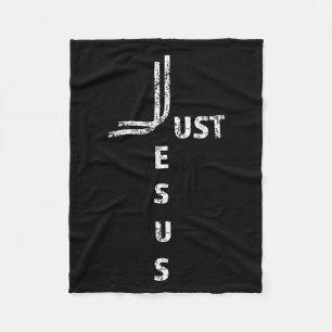 Just Jesus Minimal Cross Back Design For Christian Fleece Blanket