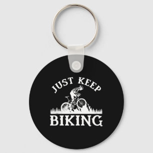 Just Keep Biking Mountain Bike Keychain
