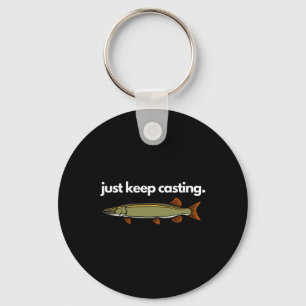 Just Keep Casting Musky Fishing Keychain