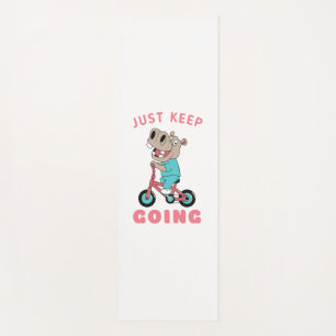 Just Keep Going Cute Hippo Riding Bicycle Yoga Mat