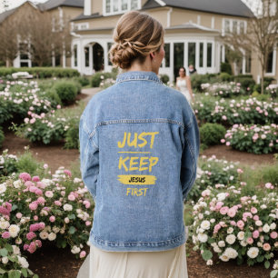 Just Keep Jesus First Denim Jacket